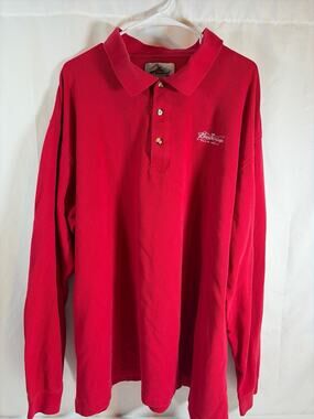 Budweiser Beer Polo Shirt Mens 3XLT Red Long Sleeve Embroidered Tri-Mountain 3XL